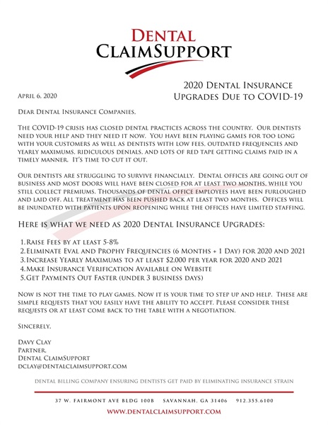 2020 Dental Insurance Upgrades  Due to COVID-19