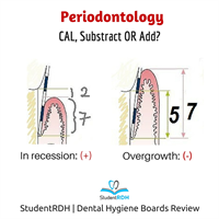 Q: Probe depth is 7 mm, recession is 2 mm. What is the CAL?